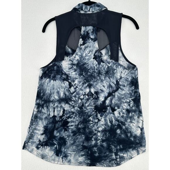 Staring At Stars Sleeveless Blue Tie-Dye Sheer Panel Button Top S - Picture 3 of 7